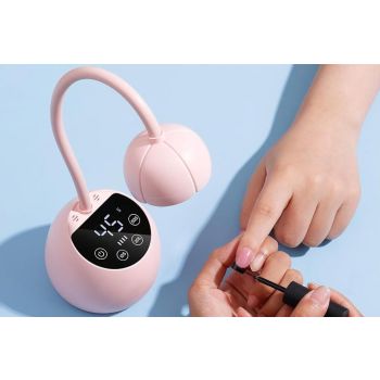 UV LED Nail Lamp Mini Cordless Gel Dryer With Adjustable Gooseneck For Gel Nails - Pink