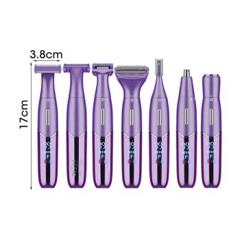 6-in-1 Women Electric Shaver Replaceable Heads for Whole Body Private Epilator Shaving Razor - Purple