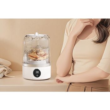 Portable Mini Washing Machine Rechargeable Small Clothes Washer for Travel Use - White