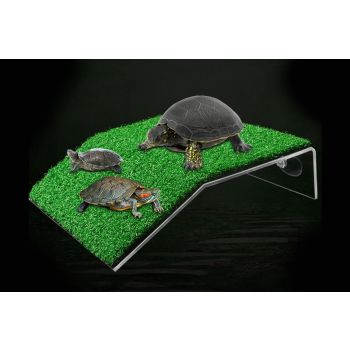 Turtle Basking Platform Simulation Grass Turtle Ramp for Fish Tank Aquarium - L