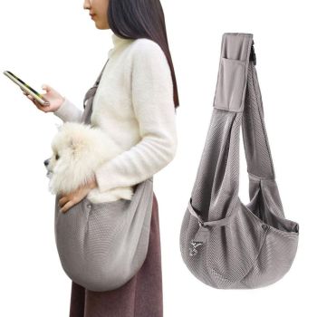 Adjustable Pet Dog Carrier Sling Bag Breathable Mesh Puppy Cat Carrier Khaki