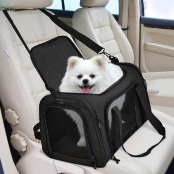 Foldable Travel Pet Carrier Bag Portable Cat Dog Kennel Bag Black - L