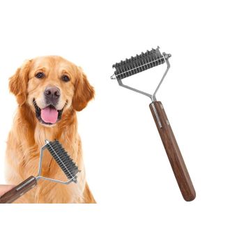 Large 2-Sided Undercoat Rake for Dogs & Cats Pet Grooming Dematting Brush