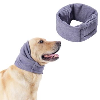 Dog Calming Ear Wraps Ear Protection Cover Pet Dog Head Muff Dark Gray - M