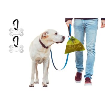 2PCS Metal Dog Poop Bag Holder Clips - Hands-Free Leash Attachment
