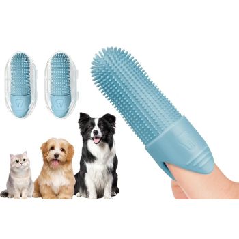 Silicone Pet Finger Toothbrush - Daily Teeth Cleaning for Cats and Dogs Green