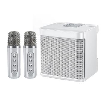 Portable Karaoke Machine with 2 Wireless Microphones Portable Bluetooth Speaker for Family Party Singing Black