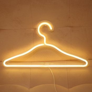 Clothes Hanger LED Neon Light Wardrobe Lamp Decor Home Decoration Accessory Pink