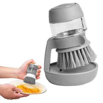 Multi-purpose Scrubbing Dish Brush with Soap Dispenser Cleaning Brush Kitchen Cleaning Tool Green