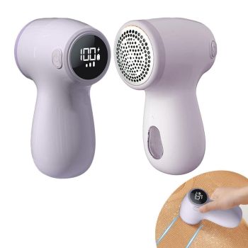 Rechargeable Electric Fur Remover Digital Display Fabric Shaver for Clothes Beige