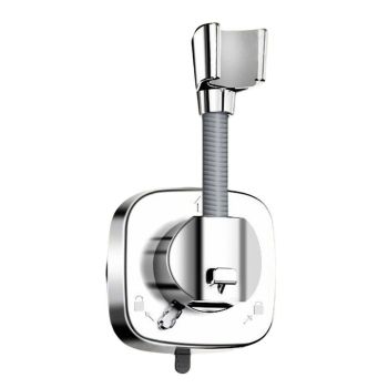 360 Degree Rotation Shower Head Holder with Suction Cup for Bathroom Bathtub Rental Hotel Silver