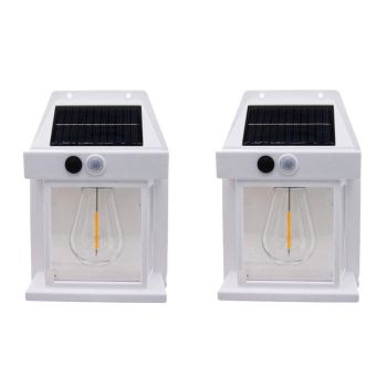 2Pcs 3 Modes Solar Wall Lights Stair Light for Garden Yard Outdoor White