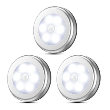 3Pcs Motion Sensor LED Lights Battery Operated Night Lights for Closet Cabinet Hallway Stair Warm White Light