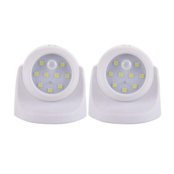 Set of 2Pcs Rotatable Battery Operated Motion Sensor Light -White and Black