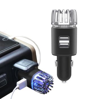 12V Car Air Purifier Car Air Freshener with Dual USB Charger Port Bronze