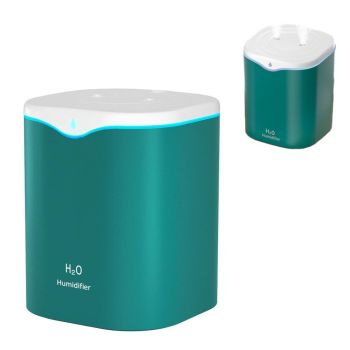2L USB Double Spray Humidifiers with Colorful Light Cool Mist Ultrasonic Steam Air Humidifier White
