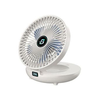 3-Speed Adjustable Air Circulator Fan Foldable Wall Hanging Fan Rechargeable Desktop Cooling Fan Blue