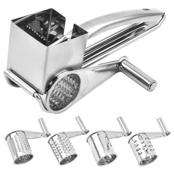 Stainless Steel Rotary Cheese Grater Cheese Cutter with 4 Rotary Drums Kitchen Tools