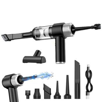 4-in-1 Handheld Car Vacuum Cleaner Portable Cordless Air Duster with LED Light for Car Home Office Blue