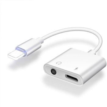 2-in-1 Lightning to 3.5mm Headphone Jack and Charger Adapter - For Apple Devices