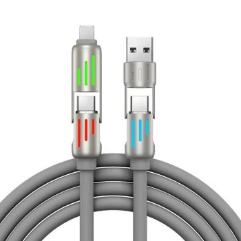 240W 4 in 1 Charging Cable For Apple Android Lightning Cable USB Type-C Purple
