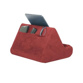Multi-Angle Tablet Holder Compatible with iPads Lazy Holder Stand for Bed and Desk with 2 Pockets Wine Red