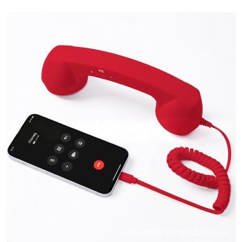 Handheld Retro Wired Telephone Handset with Microphone for Smartphones PC Red