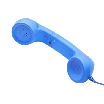 Handheld Retro Wired Telephone Handset with Microphone for Smartphones PC Blue