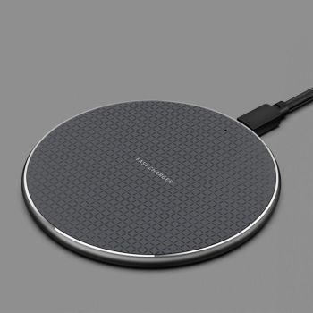 10W Qi Wireless Fast Charger with 1m USB Charging Cable for Smartphones - Silver