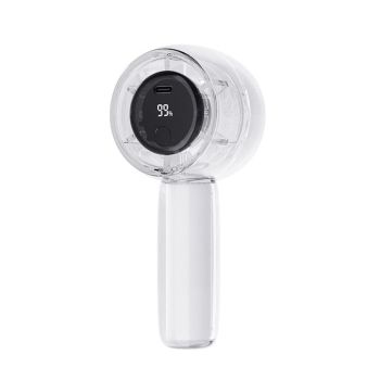 Mini Transparent Handheld Fan with LED Color Display and Rechargeable Battery Purple