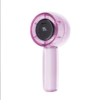 Mini Transparent Handheld Fan with LED Color Display and Rechargeable Battery Gray