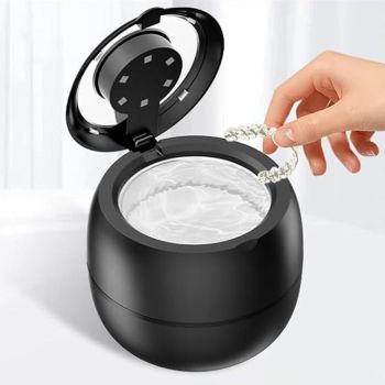 Ultrasonic Retainer Cleaner Machine 45kHz Ultrasonic Dentures Cleaner for Night Guards Braces Aligner Black