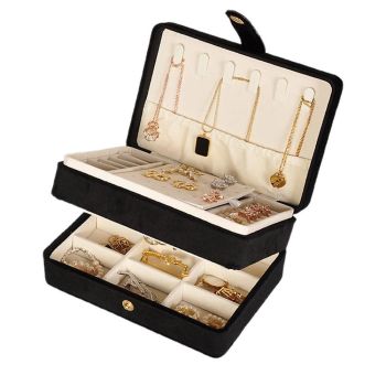 Portable Jewelry Box Storage Organizer for Rings Necklaces & Earrings Pink