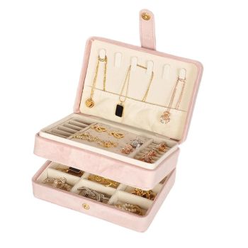 Portable Jewelry Box Storage Organizer for Rings Necklaces & Earrings Black
