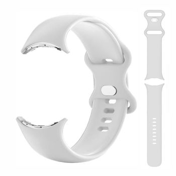 For Google Pixel Watch 1 / 2 Soft Replacement Strap Silicone Sport Watch Band White - L