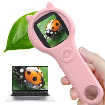Digital Microscope Handheld 500X Magnifier with LED Light Science Toy for Age 4+