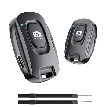 1 Pair Black Bluetooth Mobile Phone Camera Remote Control Rechargeable Shutter