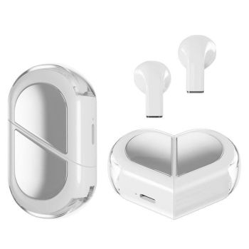 K520 deformable cute heart-shaped bluetooth headset tws compact stereo - blue