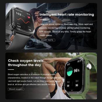 Smart Watch 1.85 inch Square Screen IP67 45*39mm 1pc (Black)