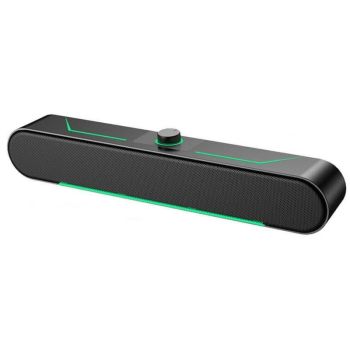 USB Wired Computer Speaker, HD Stereo Sound with Volume Control, Clamp-on Design, Black