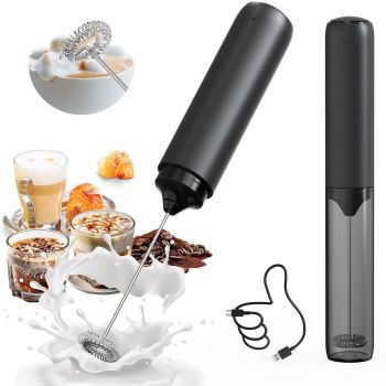 Electric Rechargeable Milk Mixer Handheld Frother USB Charging Black 1pc