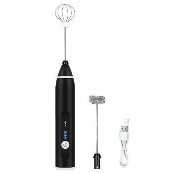 Rechargeable Electric Milk Frother 3-Mode Drink Mixer Egg Beater Blender Set 1Pc