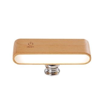 Battery Operated Wall Sconce Wooden Night Light Rotatable Cordless Wall Lamp