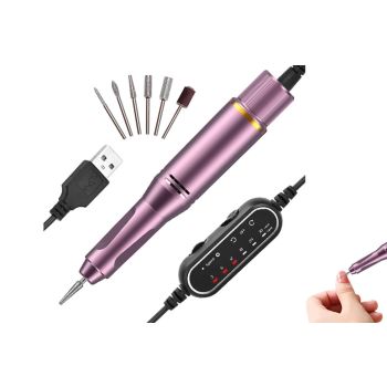 Electric Manicure Tools Kit File Machine Cordless Nail Drill Trimmer Nail Grind Trim Polish-Gray