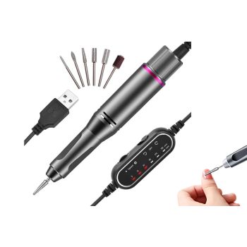 Electric Manicure Tools Kit File Machine Cordless Nail Drill Trimmer Nail Grind Trim Polish-Purple