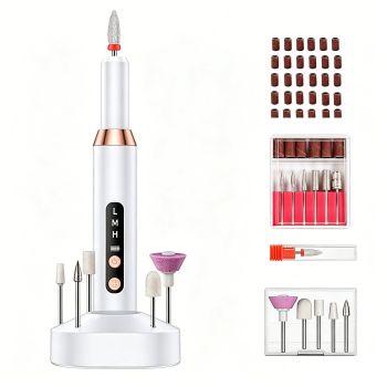 Electric Nail Drill Kit Cordless Nail Drill Portable USB Rechargeable Manicure Pedicure Tools for Acrylic Gel Nails -Gold