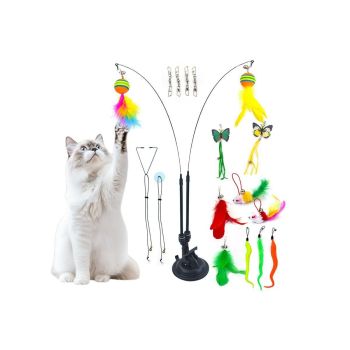20Pcs Interactive Cat Wand Toys with Feather Replacements for Cats Play and Exercise