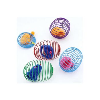 5Pcs Cat Spring Balls Toys Stretchable Rolling Balls Cat Spring Toys for Kitten