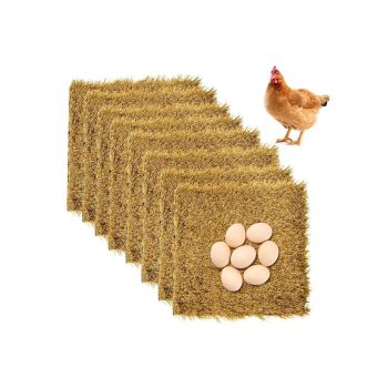 6Pcs Chicken Nesting Pads Artificial Grass Rug Carpet Washable Chicken Coop Bedding