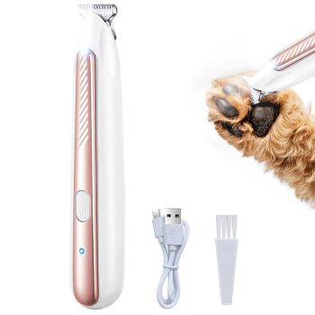 Dog Paw Trimmer with LED Light Low Noise Dog Grooming Clippers for Paws Eyes Ear